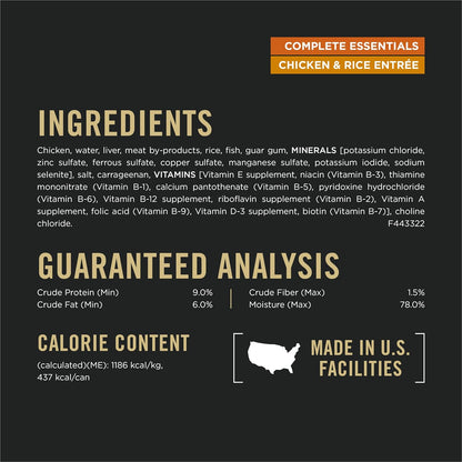 Purina Pro Plan Complete Essentials Wet Dog Food Chicken and Rice Entree and Beef and Rice Entree Variety Pack - (Pack of 12) 13 oz. Cans