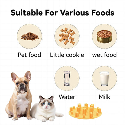 Slow Feeder Insert for Cat Dog Bowls, Anti-Choking Silicone with Strong Suction Cups, Fits Most Cat Bowls, Ideal for Puppy Small Medium Breeds (Blue)