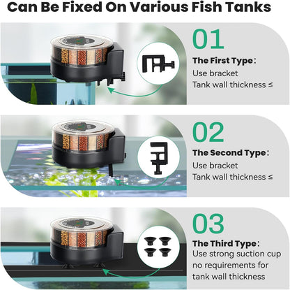hygger Automatic Fish Feeder for Aquarium: Auto Fish Food Dispenser with LED Display & Timer, Aquarium Vacation Feeder with 3 AA Batteries for Betta Turtle Goldfish