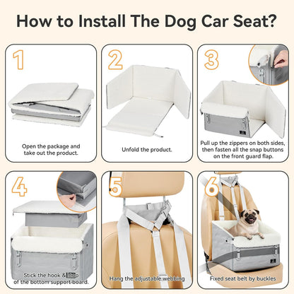 Dog Car Seat for Small Dogs – Patented Safety Buckle, Booster Seat with Safety Leash, Travel Bed for Dogs Up to 35 lbs – Secure, Comfortable, Easy Install, Fits Cars/SUVs/Trucks