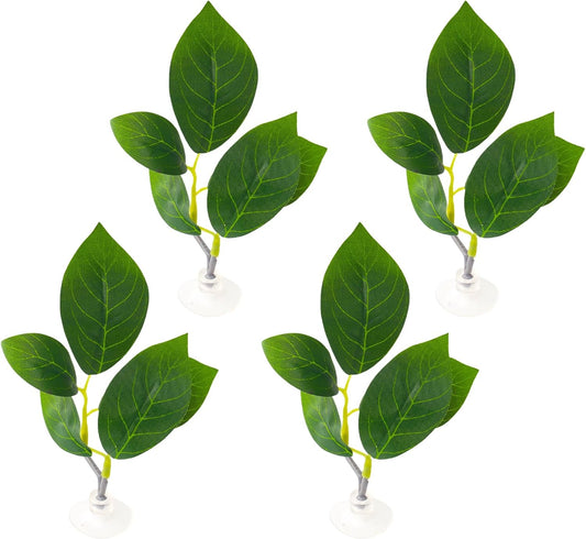 4 Pcs Betta Fish Leaf Pads with Suction Cups Adjustable Aquarium Tank Accessories Plastic Simulated Plants for Betta Resting Breeding Spawning and Playing Décor