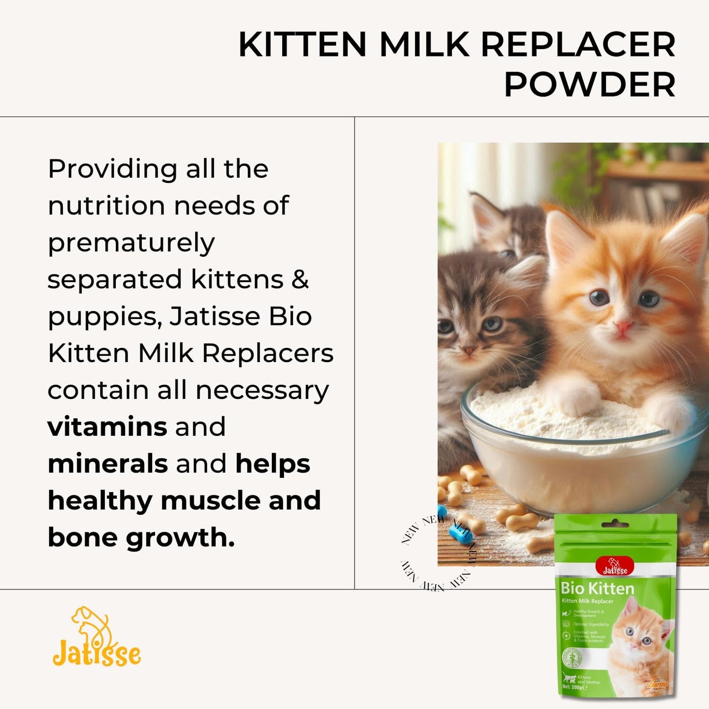 Kitten Milk Replacer Powder Formula with Vitamins, Minerals & Trace Nutrients for Kittens and Mother 7.05 oz.