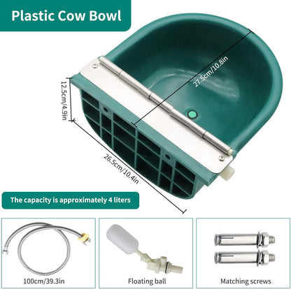 Automatic Water Bowl, Livestock Waterer for Cattle Dog Horse Goat Sheep, Outdoor Animal Drinking Water Trough Bowl with Float Valve (39.37 Inch Pipe)