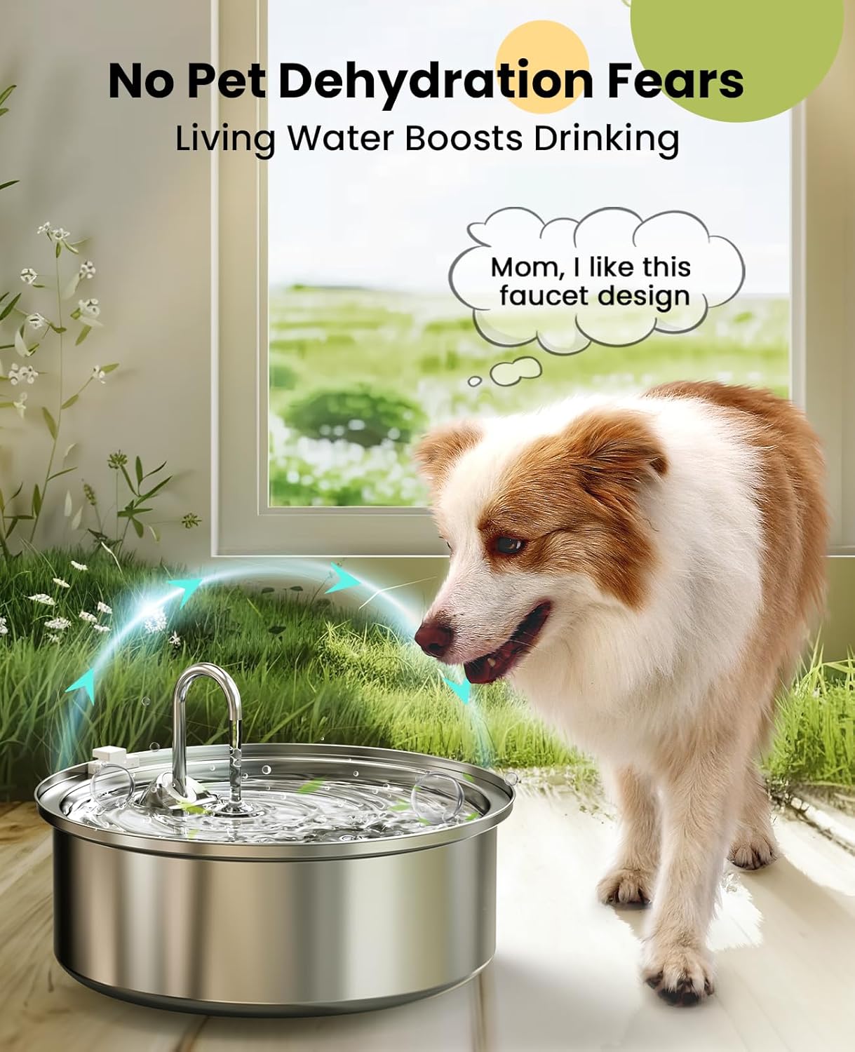 oneisall Dog Water Fountain for Large Dogs,7L/230oz/1.8G Stainless Steel Dog Fountain Bowl Super Quiet with Triple Filtration,Great for Large Dogs Cats and Multi-Pet Home