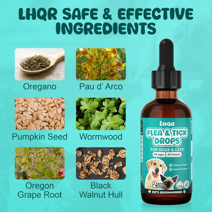 Flea and Tick Prevention for Dogs and Cats, Natural Oral Flea and tTick Treatment, Supports Flea Defense, Healthy Skin & Coat, Herbal Ingredients Suit for All Breeds and Sizes - Vanilla-2 FL Oz