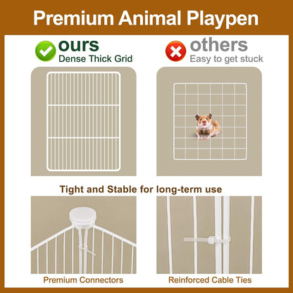 12 Panels Small Animal Playpen,Pet Playpen,C&C Cage for Guinea Pigs,Puppy Play Pen,Bunny Playpen Indoor Outdoor, Portable Metal Wire Yard Fence(White)