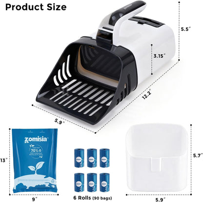 Cat Litter Scoop with Holder & Trash Can& Stainless Steel Litter Box