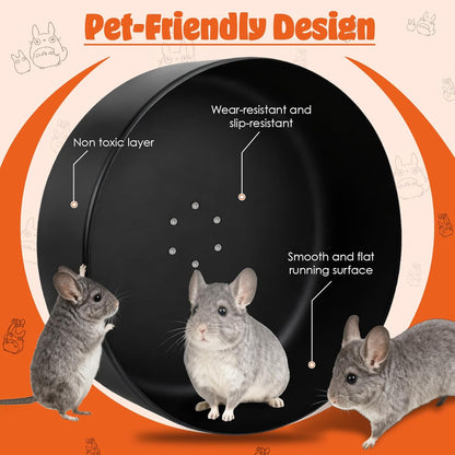 Enhanced 15" Aluminum Alloy Exercise Wheel for Chinchillas, Ultra-Quiet Noiseless Running Wheel with Wide Track for Hamsters, Hedgehogs, Squirrels and Other Small Pets, Durable Easy-Clean Design