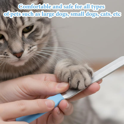 4Pcs Effective Pet Nail File Set, Professional Dog Nail Smoothing Tool, Metal Emery Boards for Dogs Cats Nails Small Large Breeds Puppies Toenails Rough Edges Grooming (Blue, Silver)