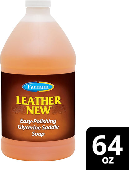 Farnam Leather New Easy-Polishing Glycerine Saddle Soap and Leather Saddle Cleaner, Protects and Preserves Leather, Cleans, Conditions and Polishes, 64 Oz.