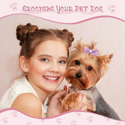 Hanaive 20 Pcs Dog Bows Small Size Dog Hair Bows for Puppy Hair with Rubber Bands Handmade Puppy with Pearls