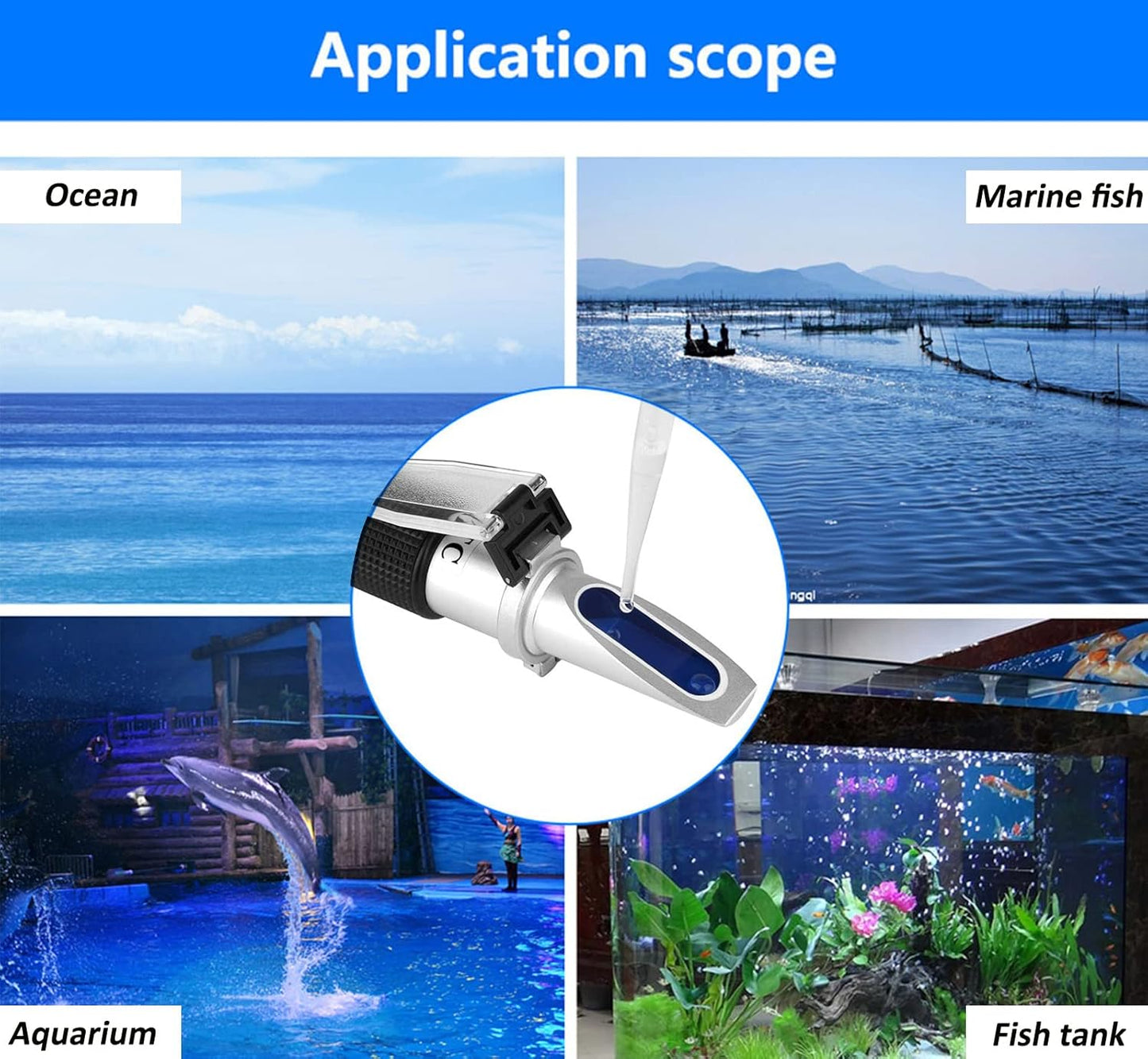 Salinity Refractometer for Aquarium Seawater Marine Fishkeeping Salinity Tester 0-100PPT & 1.000-1.070 Salinity Hydrometer Slatwater Refractometer with Automatic Temperature Compensation (ATC)