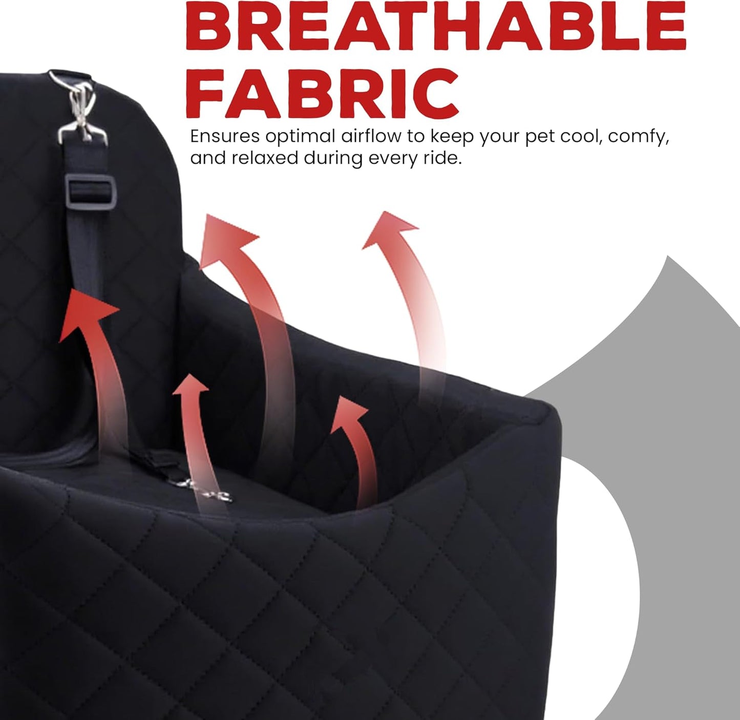 Elevated Dog Car Seat for Small/Medium Dogs up to 35 lbs, Memory Foam Pet Booster Seat with Detachable Washable Cover, Portable Travel-Safe Bed for Cars with Safety Belts and Storage Pockets