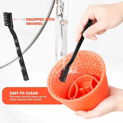 Slow Feeder Dog Bowl,Non-Slip Lick and Freeze Bowl for Dogs,Long Lasting Silicone Licking Mat for All Dog Sizes,Anti-Chocking and Reduce Anxiety(Orange)