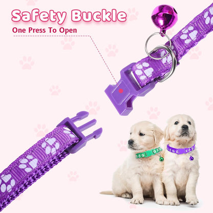Giantree Puppy Collar with Bell, Puppy Whelping Collars, 8-Pack Basic & Reflective Cat Collars with Bells Colourful Adjustable Dog Collar for Small Pet Female Dogs Tiny Kitten Girls Animal