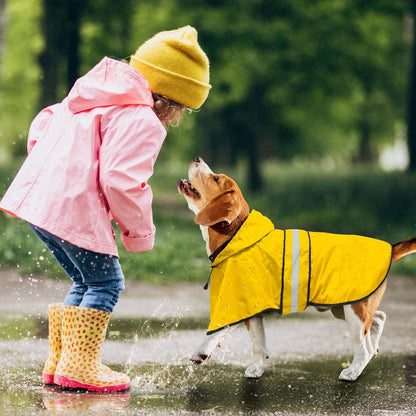 Fashion Hooded Dog Raincoat - Reflective Dog Rain Jacket Lightweight Waterproof Rain Coat for Large Dogs (X-Large, Yellow)
