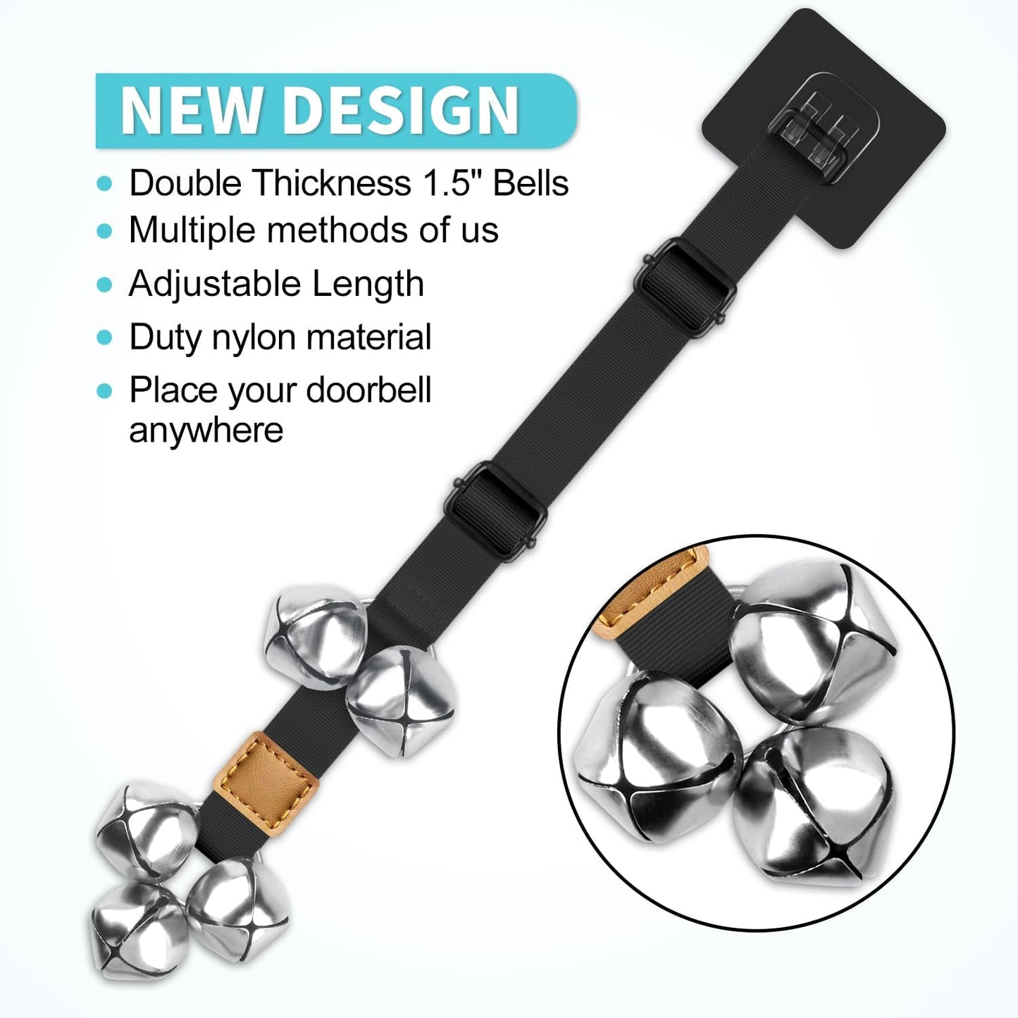 COOYOO Dog Doorbells, Adjustable Potty Training Dog Bells, Upgraded for Training Your Puppy The Easy Way, Premium Quality Housetraining Hanging Bell-5 Extra Large Loud 1.5 DoorBells