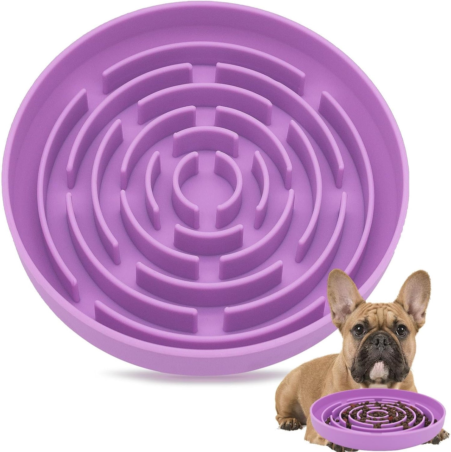 Slow Feeder Dog Bowls, Interactive Silicone Dog Feeding Bowls for Dogs & Cats, Slow Feeder Non-Slip with Suction Cups, Anti-Choking, Non BPA, Reduces Boredom, Anxiety, Dishwasher Microwave Safe