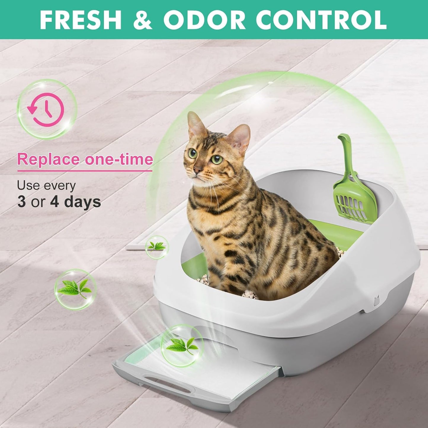 Cat Litter Box Pads 30PCS, Compatible with Tidy Cats Breeze Litter System, Fresh Scented Cat Pee Pads, Thickened & Super Absorbent, 16.9"x11.4"