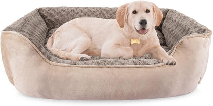 JOEJOY Rectangle Dog Bed for Large Medium Small Dogs - Washable Orthopedic Sofa Bed, Soft Breathable Puppy & Pet Cuddler, Durable Calming Dog Bed with Anti-Slip Bottom, Multiple Sizes, Beige