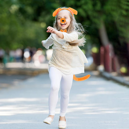 XEPST Animal Puppy Costume Kids Set, Dog Ears and Tail Set with Puppy Ears Headband and Dog Tail for Animal Costume Cosplay Birthday Party World Book Day Halloween Fancy Dress Party Supplies, Khaki