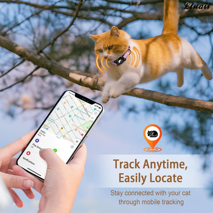 Reflective AirTag Cat Collar, IP68 Waterproof Airtag Holder, Safety Elastic Band Cat Collars for Kittens and Puppies (Pink, S)