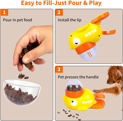 2-in-1 Interactive Dog Toys Food Puzzle Slow Feeder, Safe Dog Food Treat Feeding Dispenser for Dogs and Cats, Promotes IQ Training and Entertainment Reduces Bloating Anti-Gulping Small Animal Bowls