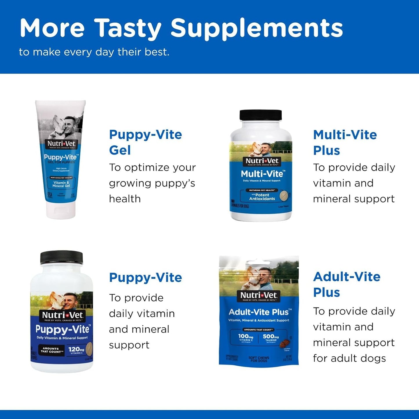 Nutri-Vet Senior-Vite Multivitamin, Dog Supplements, Immune Support, Pet Supplies, Vitamins for Dogs, Senior Essentials, Made in USA, Multivitamin for Pets, 120 Count