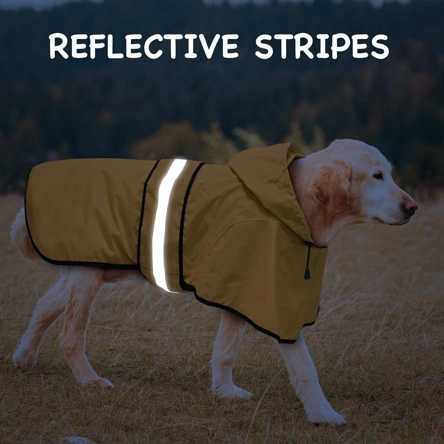 Fashion Hooded Dog Raincoat - Reflective Dog Rain Jacket Lightweight Waterproof Rain Coat for Large Dogs (X-Large, Yellow)