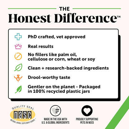 Pet Honesty Probiotics for Dogs - Digestive Enzymes Promotes Gut Health, Dog Probiotics for Bowel Support, Fiber for Regularity, Prebiotics for Immune Health & Gut Flora (Pumpkin, 90 ct)