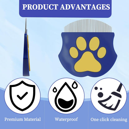 Tear Stain Comb for Small Dogs&Pet Hair Removal Glove set,Ultra-Fine Stainless Steel Dog Eye Booger Comb with Safe Rounded Teeth,Electrostatic Magic Brush Pet Hair Remover for Clothes Couch Carpet