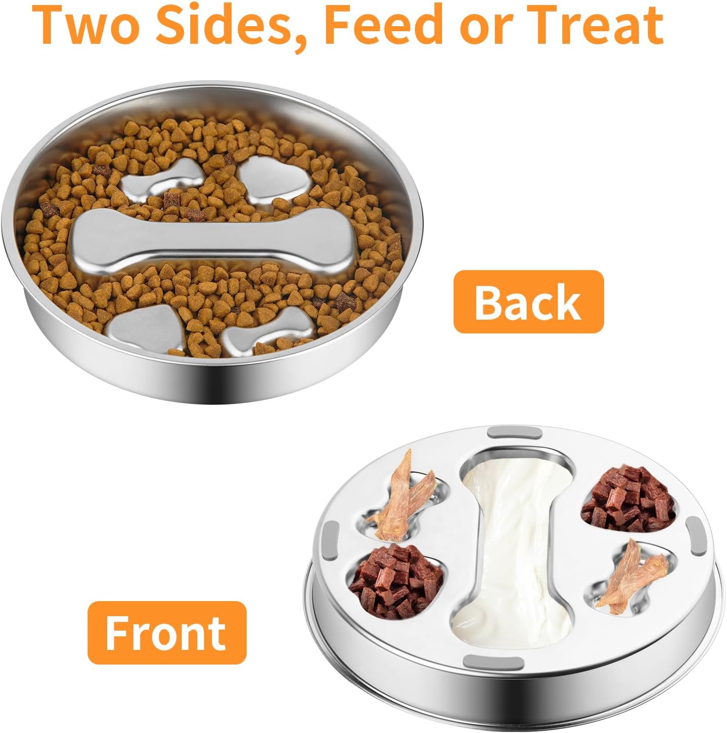 Slow Feeder Dog Bowl - 2 Cups Stainless Steel Dog Slow Feeder Food Bowl, Metal Non-Slip Lick Plate,Puppy or Cat Food Holder,Pet Supplies,Puzzle Maze Dish for Medium Sized Breeds