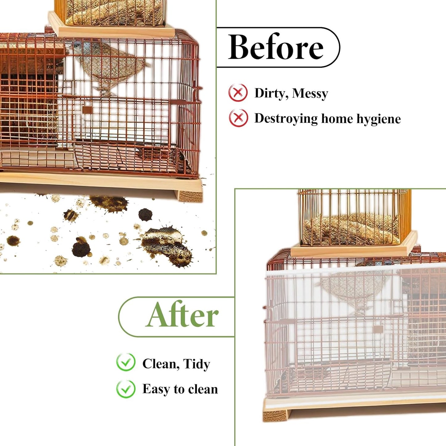 Bird Cage Seed Catcher White Bird Cage Net Cover Adjustable Birds Cages Netting Seed Catcher Stretchy Birds Cages Guard for Parrot Enclosures