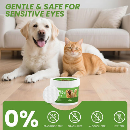 Pet Eye Wipes for Dogs & Cats – 100 Count | Gently Removes Tear Stains, Eye Discharge, Crust, Dirt & Odor | Soft Hypoallergenic Pads for Eyes, Wrinkles & Facial Folds