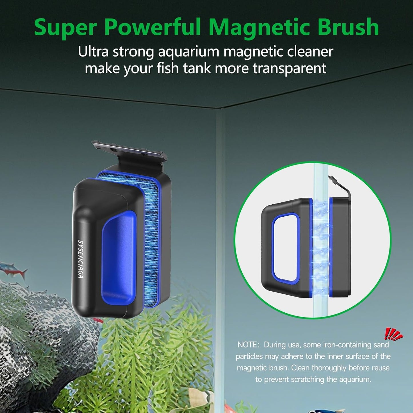 Aquarium Magnet Glass Cleaner, Double-Sided Detachable & Floating Algae Scraper for 0.2-0.6 Inch Fish Tank Glass Cleaning, No Scratches (M)