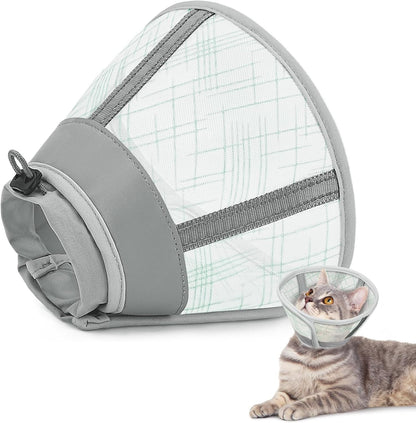 Supet Cat Cone Collar Soft, Air Mesh Recovery Collar to Stop Licking, Breathable Neck Cone Alternative for Small Kitten, Lightweight Cat Head Cone Anti Scratch (M)