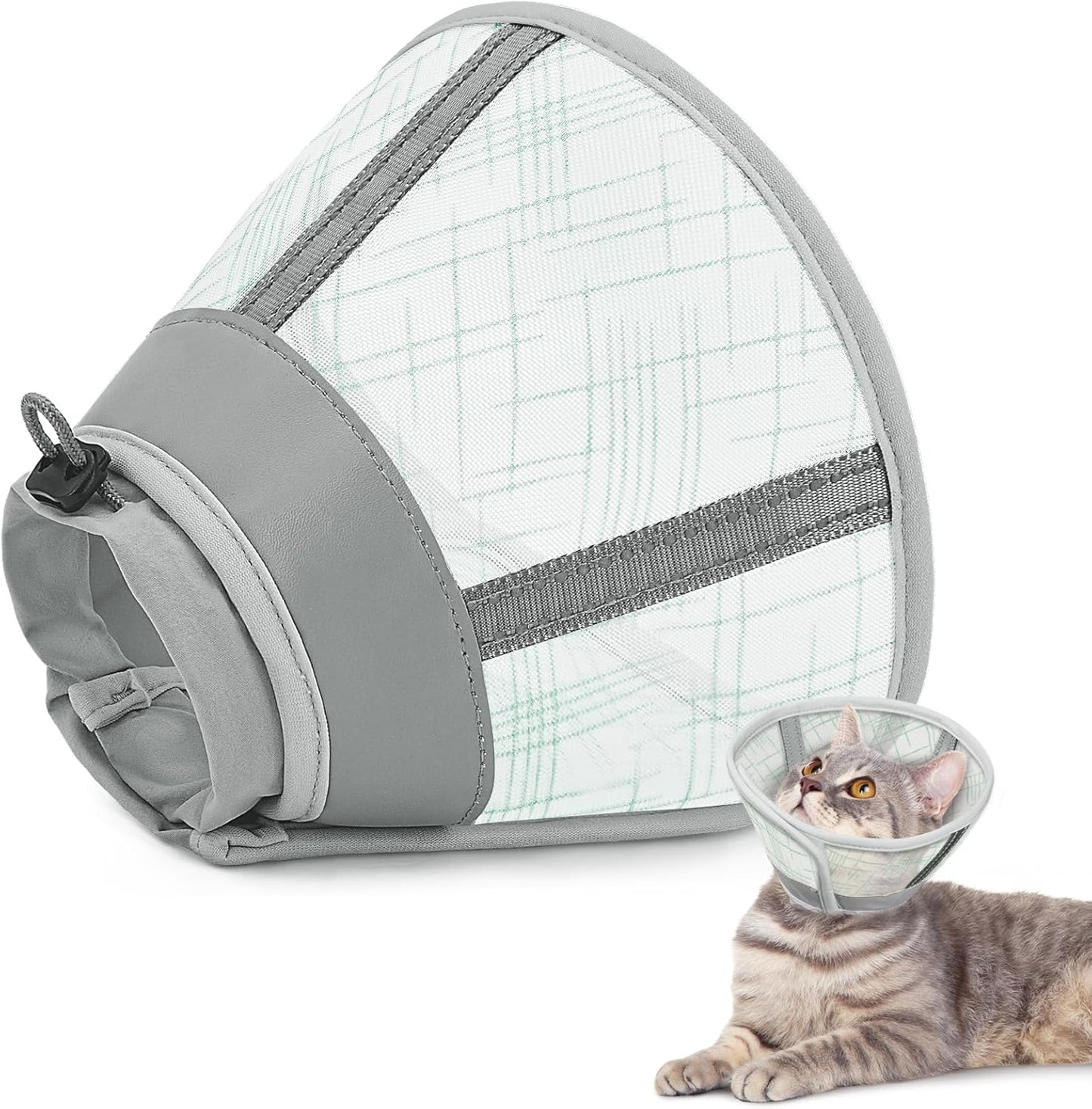 Supet Cat Cone Collar Soft, Air Mesh Recovery Collar to Stop Licking, Breathable Neck Cone Alternative for Small Kitten, Lightweight Cat Head Cone Anti Scratch (M)