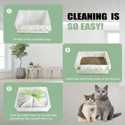 Cat Litter Box Liners Disposal Bags with Tie Handles,Large,37" x 17" Jumbo Drawstring Extra Durable Pet Cat Pan Liners for litter box Extra-Thick Kitty Litter Box Bag-36 Counts (3 Pack)