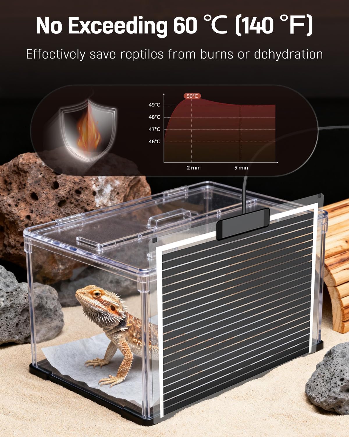 Pawfly 28 W Reptile Heat Pad with Thermostat 11 x 11 Inch Reptile Heating Pad Under Tank Terrarium Reptile Heat Mat for Turtles Frogs Snakes Lizards Geckos Hermit Crabs & Spiders