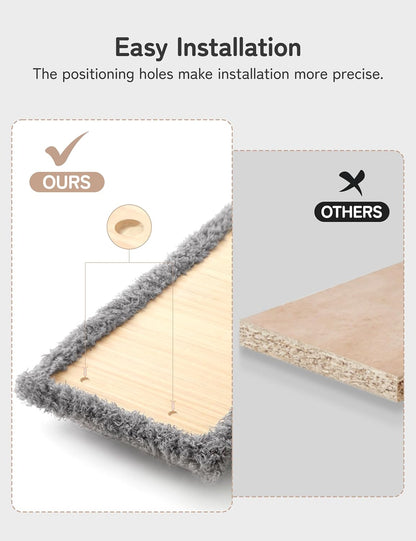 5-in-1 Cat Wall Shelves, Solid Wood & Velvet & Sisal Scratcher, 44lbs Max Load, Wall Mounted Cat Furniture for Climbers, Cat Climbing Wall System, Fits Drywall & Solid Walls - Light Gray