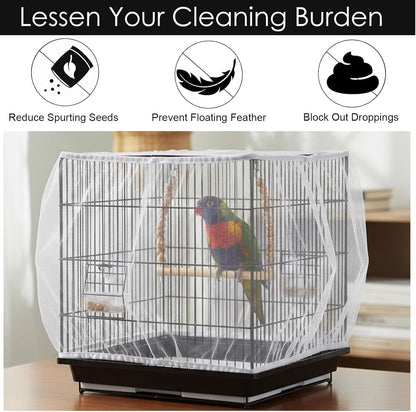 Bird Cage Seed Catcher, White Breathable Seed Catcher for Bird Cage Birds Cages Net Birds Cages Accessories for Parrot Enclosures Stops Scatter