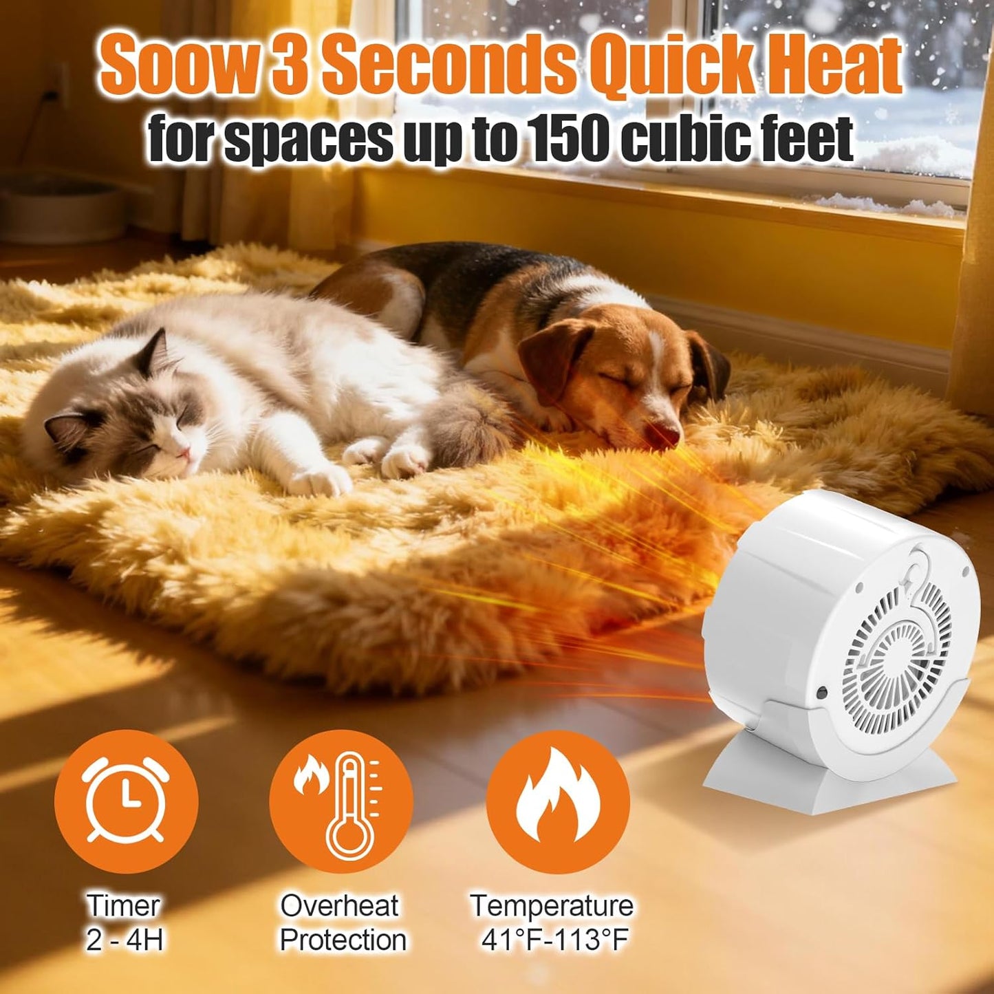 200W Reptile Heat Mats Space Heater, Adjustable Temperature Reptile Heating Heaters, Non-Light Heating Solution with Expanded Heating Range for Hermit Crabs/Leopard Geckos/Turtles/Snakes/Frog/Iguana