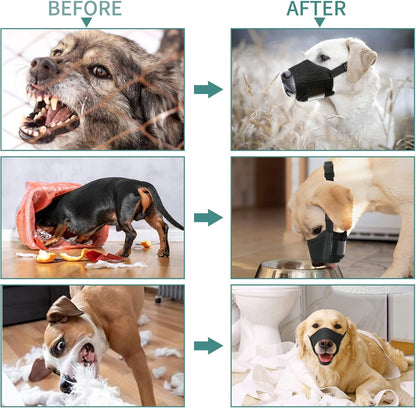 HEELE Dog Muzzle,Soft Nylon Muzzle Anti Biting Barking Chewing,Air Mesh Breathable Drinkable Adjustable Loop Pets Muzzle for Small Medium Large Dogs 4 Colors 4 Sizes (Black, M)