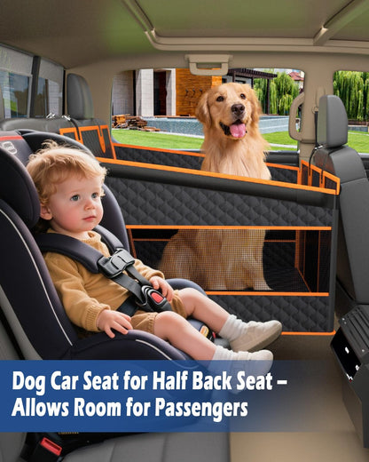 Toffos Dog Car Seat, Extra Stable Backseat Extender for Dogs with Hard Bottom, Waterproof and Foldable Design, Pet Car Seat with Breathable Mesh Window, Black