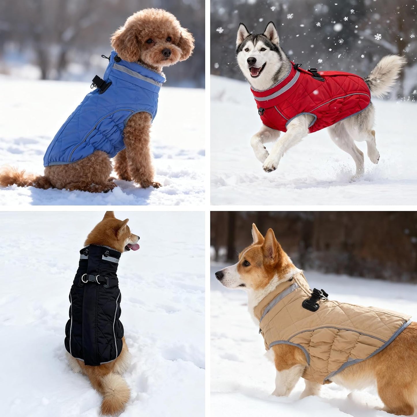 Dog Coat, Warm Dog Winter Coat for Large Dogs, Waterproof Jacket with Harness Built in, Reflective Turtleneck Cold Weather Coats with Zipper,Pet Fleece Vest Snow Jacket, Red L