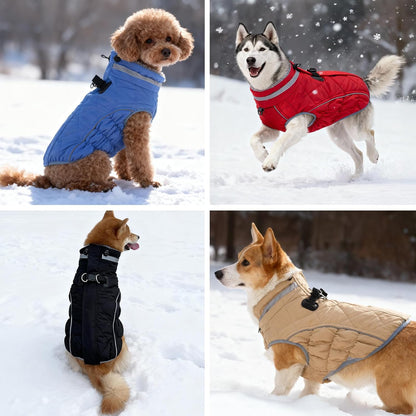 Dog Coat, Warm Dog Winter Coat for Large Dogs, Waterproof Jacket with Harness Built in, Reflective Turtleneck Cold Weather Coats with Zipper,Pet Fleece Vest Snow Jacket, Red L