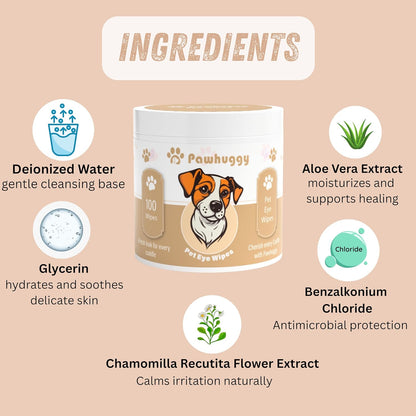 100 Wipes - Pet Eye Wipes - Tear Stain Remover for Dogs & Cats, Puppy Essentials for Pet Parents - Gently Cleans Eyes & Reduces Tear Stains for a Fresh Look, Empathetic Care