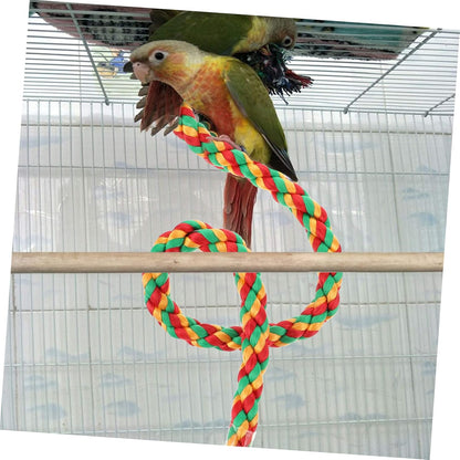 Happyyami 2pcs Rope Perch Set for Parrots Budgies and Macaws Multi-Purpose Chewing Toy Natural Material Lengths