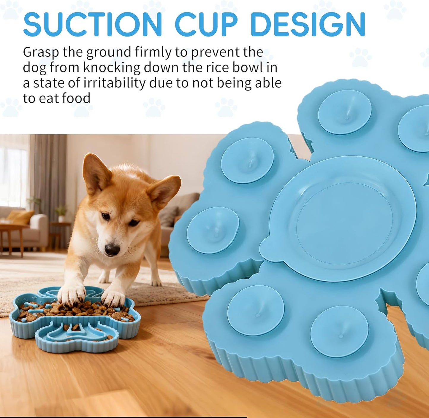 Slow Feeder Dog Bowls - Silicone Slow Eating Dog Food Bowl for Small Medium Large Breed - Puppy Puzzle Bowl Anti-Choking Stop Bloat - Non-Slip Pet Lick Plate, Easy to Clean