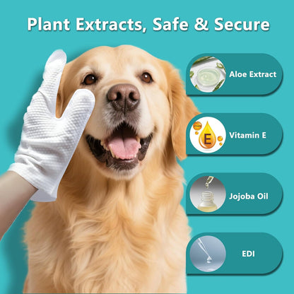 6PCS Unscented Extra Thick Pet Glove Wipes for Dogs & Cats, Dog Cat Washing Cleaning Gloves, Dog Grooming Bath Gloves for Daily Care and Traveling, Rinse Free
